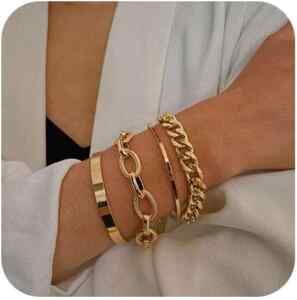 4 pack pulseras doradas joyería de fantasía para mujer bajan a un tremendo precio Imagen de la promo