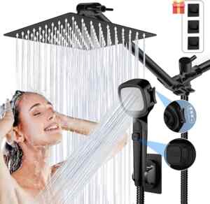 Juego de 2 regaderas de baño de acero inoxidable con regadera de techo + regadera de mano con manguera bajan a un excelente precio Imagen de la promo