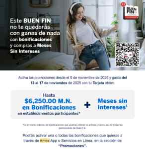 Promociones American Express Buen Fin 2025: Hasta $6,250 en bonificaciones y meses sin intereses Imagen de la promo