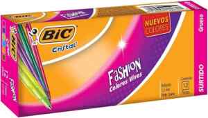 12 pack Plumas bolígrafos de colores surtidos Bic Cristal Fashion punto grueso bajan de precio Imagen de la promo