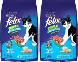 Alimento para mascotas Purina Felix Triple Delicious 2 bultos de 1.5 kg bajan de precio Imagen de la promo