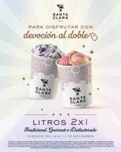 2x1 en litros de helado en Santa Clara del 14 al 17 de noviembre 2025 Imagen de la promo