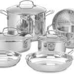 Batería de cocina de acero inoxidable Cuisinart 77 de 11 piezas baja a un excelente precio + 24 meses sin intereses