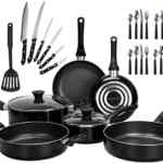 Batería de cocina de aluminio antiadherente con cubiertos y utensilios baja a un gran precio + 3 msi Batería de cocina de aluminio antiadherente con cubiertos y utensilios baja a un gran precio + 3 msi