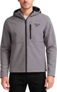 Sudadera deportiva impermeable para hombre Reebok con forro polar y softshell baja de precio Imagen de la promo