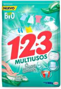 Detergente en polvo 1-2-3 Multiusos Suave Sensación 900 g baja a un excelente precio Imagen de la promo