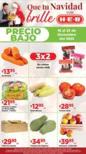 Ofertas HEB Precios bajos en frutas y verduras del 16 al 22 de diciembre 2025 Imagen de la promo