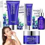 Rutina cuidado facial antiarrugas con sérum hidratante, crema contorno de ojos, crema hidratante y limpiador facial Rutina cuidado facial antiarrugas con sérum hidratante, crema contorno de ojos, crema hidratante y limpiador facial