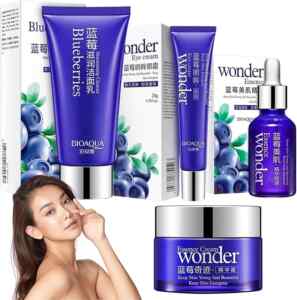 Rutina cuidado facial antiarrugas con sérum hidratante, crema contorno de ojos, crema hidratante y limpiador facial Imagen de la promo