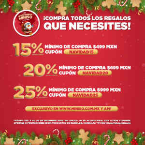 Cupón de hasta 25% de descuento en la tienda en línea de Miniso y en la app Imagen de la promo