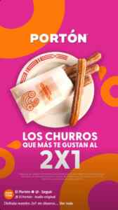 2x1 en churros en El Portón lo que resta del año Imagen de la promo