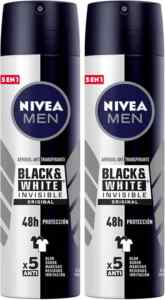 2 pack desodorantes en aerosol Nivea Men Black & White Invisible Original baja de precio Imagen de la promo