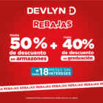 Rebajas Devlyn: Hasta 50% de descuento en armazones + hasta 40% de descuento en graduación Rebajas Devlyn: Hasta 50% de descuento en armazones + hasta 40% de descuento en graduación