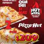 Hut Week Pizza Hut: 2 Quadrisimas por $209
