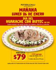 Día del Huarache con Bistec en Potzollcalli: a sólo $79 el día de hoy Imagen de la promo