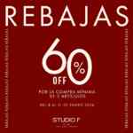 Rebajas Studio F: Hasta 60% de descuento en la compra de 2 artículos Rebajas Studio F: Hasta 60% de descuento en la compra de 2 artículos
