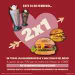Promo San Valentín Chazz: 2x1 en todas las hamburguesas y malteadas del menú