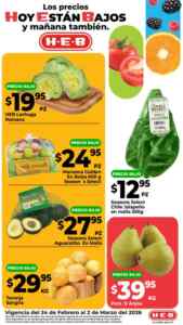 Ofertas HEB Precios bajos en frutas y verduras del 24 de febrero al 2 de marzo 2026 Imagen de la promo