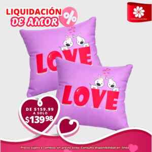 Liquidación de amor en Modatelas: Set de 2 cojines románticos a $139.98 Imagen de la promo