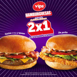 Hamburguesas por la noche en Vips: 2x1 en Hamburguesas Imagen de la promo