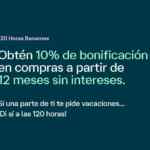 Promoción 120 Horas Banamex Vacaciones 2026: 10% de bonificación en compras a partir de 12 msi