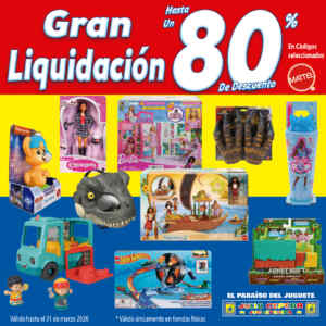 Gran Liquidación Julio Cepeda jugueterías: Hasta 80% de descuento en juguetes seleccionados Imagen de la promo