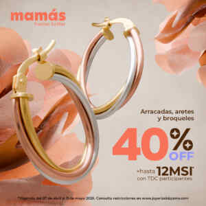 Día de las Madres Bizzarro: Hasta 40% de descuento en arracadas, aretes y broqueles + hasta 12 msi Imagen de la promo