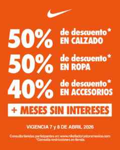 Hasta 50% de descuento en ropa, calzado y más en Nike Factory Store solo por hoy Imagen de la promo
