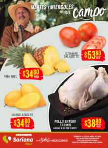 Martes y Miércoles del Campo Soriana 14 y 15 de abril: ofertas en frutas y verduras Imagen de la promo