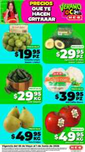Ofertas HEB Precios bajos en frutas y verduras del 26 de mayo al 1 de junio 2026 Imagen de la promo