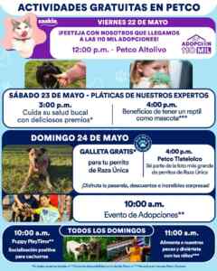 Actividades Gratuitas fin de semana 23 de mayo 2026 en Petco Imagen de la promo