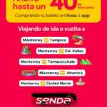 Promo Grupo Senda: Hasta 40% de ahorro en boletos si compras en línea