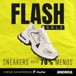 Flash Sale Andrea: Hasta 70% de descuento en sneakers + hasta 3 MSI con PayPal Imagen de la promo