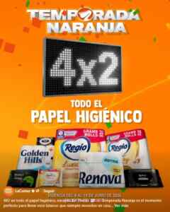 Temporada Naranja 2026 La Comer: 4x2 en todo el Papel higiénico Imagen de la promo