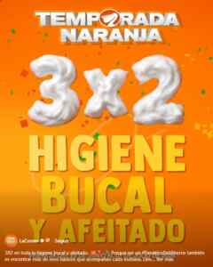Temporada Naranja 2026 La Comer: 3x2 en higiene bucal y afeitado Imagen de la promo