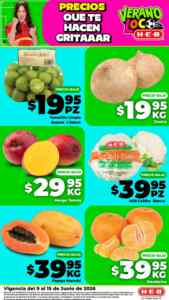 Ofertas HEB Precios bajos en frutas y verduras del 9 al 15 de junio 2026 Imagen de la promo