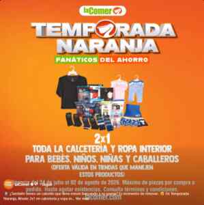 Temporada Naranja 2026: 2x1 en calcetería y ropa interior para bebé, niños, niñas y caballeros Imagen de la promo