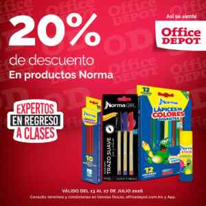 En Office Depot: 20% de descuento en productos Norma Imagen de la promo