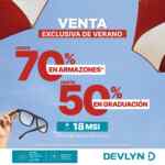 Venta exclusiva de Verano Devlyn: Hasta 70% de descuento en Armazones y hasta 50% en Graduación