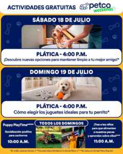 Actividades Gratuitas fin de semana al 19 de julio 2026 en Petco Imagen de la promo