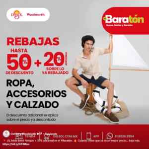 El Baratón 2026 Del Sol y Woolworth: Hasta 50% de descuento + 20% adicional a lo ya rebajado en ropa, accesorios y calzado Imagen de la promo