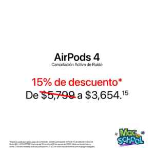En MacStore: 15% de descuento en AirPods 4 con cancelación activa de ruido Imagen de la promo