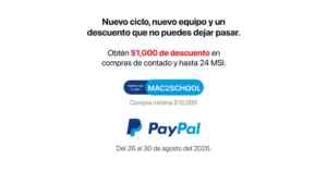 Promo MacStore: $1000 de descuento con PayPal Imagen de la promo