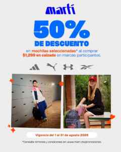 50% de descuento en Mochilas con compra mínima de calzado en Martí Imagen de la promo