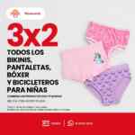 3x2 en bikinis, pantaletas, bóxer y bicicleteros para niñas en tiendas Del Sol y Woolworth