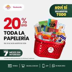 Regreso a Clases Del Sol y Woolworth: 20% de descuento en toda la papelería Imagen de la promo