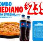 Combo mediano Dominos: 1 pizza + 2 refrescos por $239