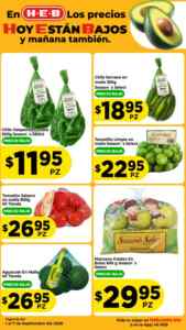 Ofertas HEB Precios bajos en frutas y verduras del 1 al 7 de septiembre 2026 Imagen de la promo