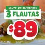 Vivan las flautas Pollo Pepe: 3 flautas por solo $89 Vivan las flautas Pollo Pepe: 3 flautas por solo $89