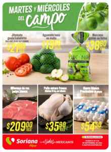 Martes y Miércoles del Campo Soriana 29 y 30 de septiembre: ofertas en frutas y verduras Imagen de la promo